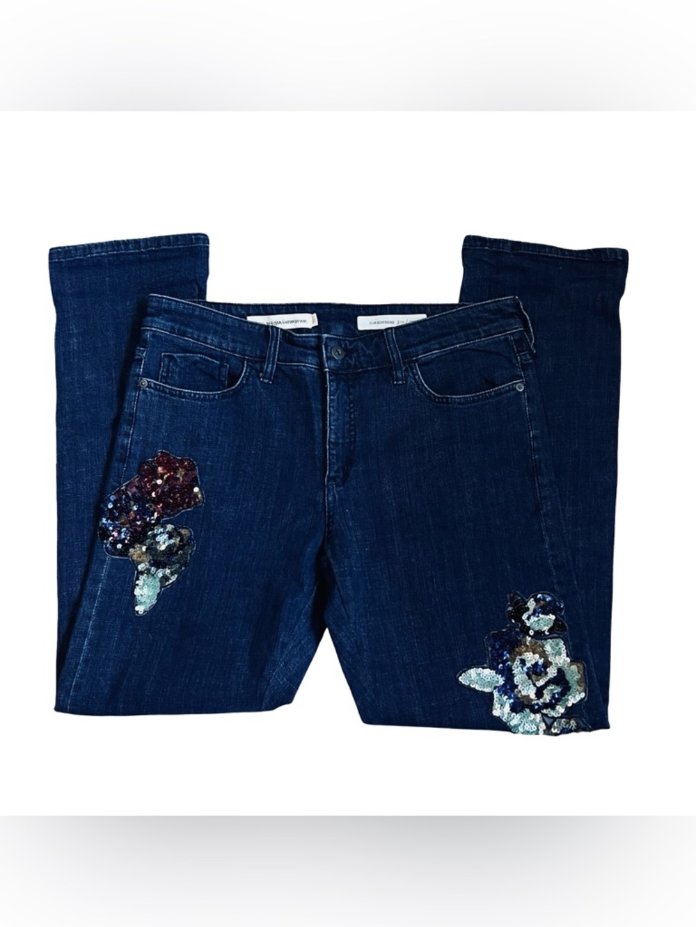 Anthropologie Pilcro Women’s Sz 29 Boyfriend Embellished Sequin Patch Jeans - Picture 4 of 15
